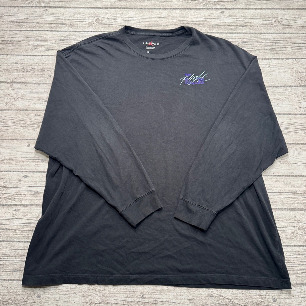 Air Jordan Shirt Men's 3XL Black Flight Tour 2022 Long Sleeve Jumpman Athleisure